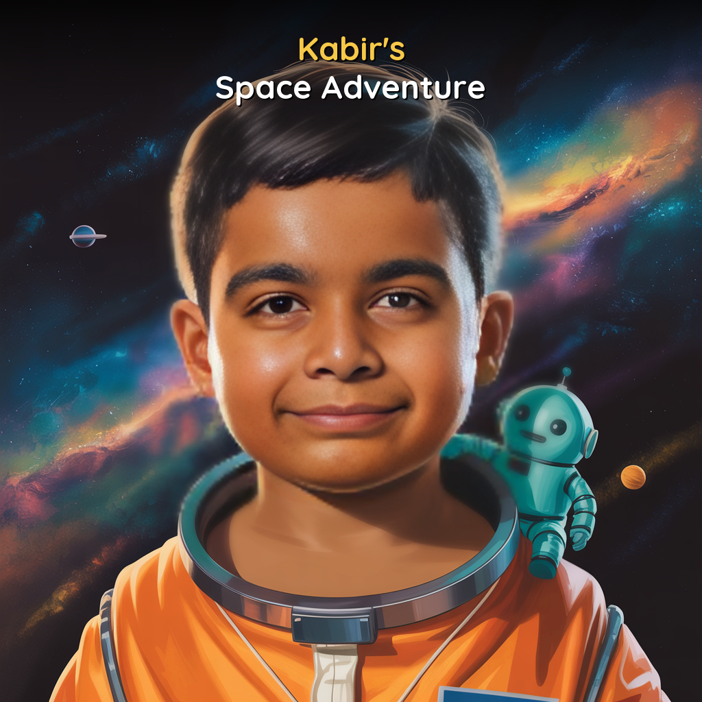 Personalized Space Book - Space Adventure Cover featuring your child as an astronaut