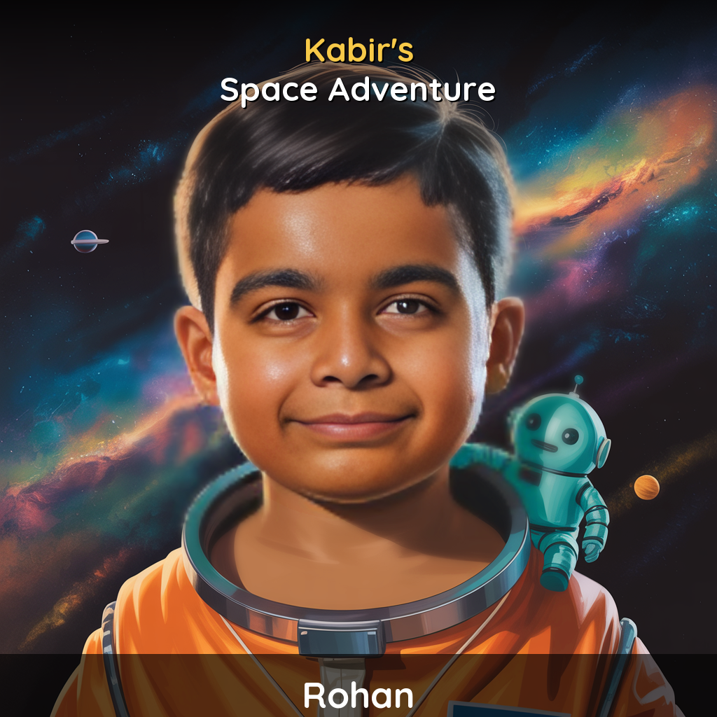 Rohan's personalized space book - Space Adventure by StoryDiya