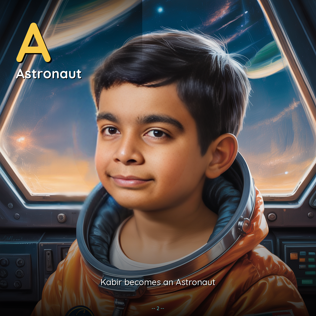 Personalized ABC book page - Letter A adventure