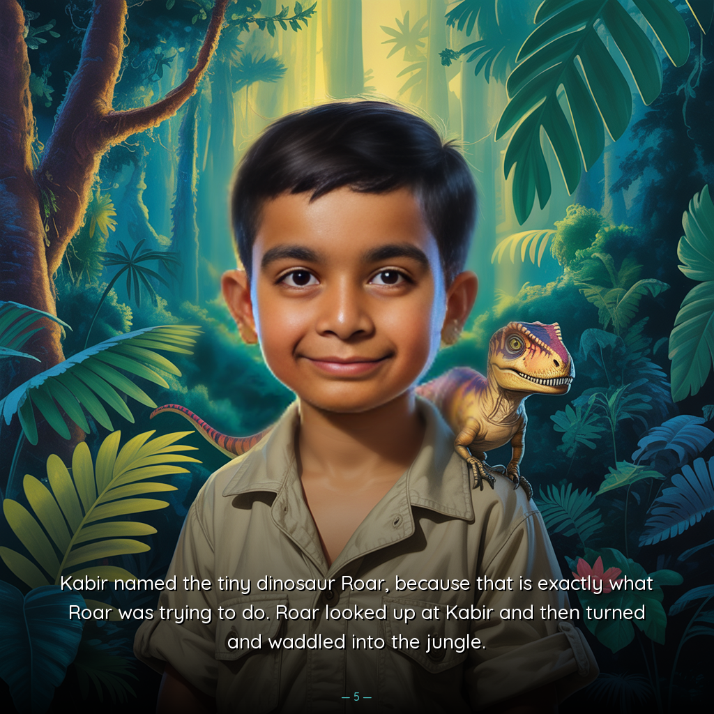 Custom childrens books - child named as dinosaur explorer meeting Roar - बच्चों की कहानी